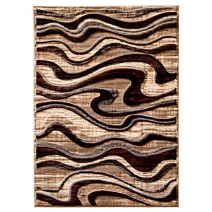 Tapis d'intérieur Yasmine rectangulaire 4 pi x 6 pi au motifs abstraits chocolat par Ecarpet