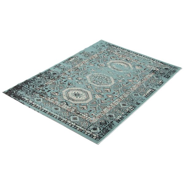 Tapis d'intérieur Venize rectangulaire 4 pi x 6 pi au motifs géométriques vert par Ecarpet