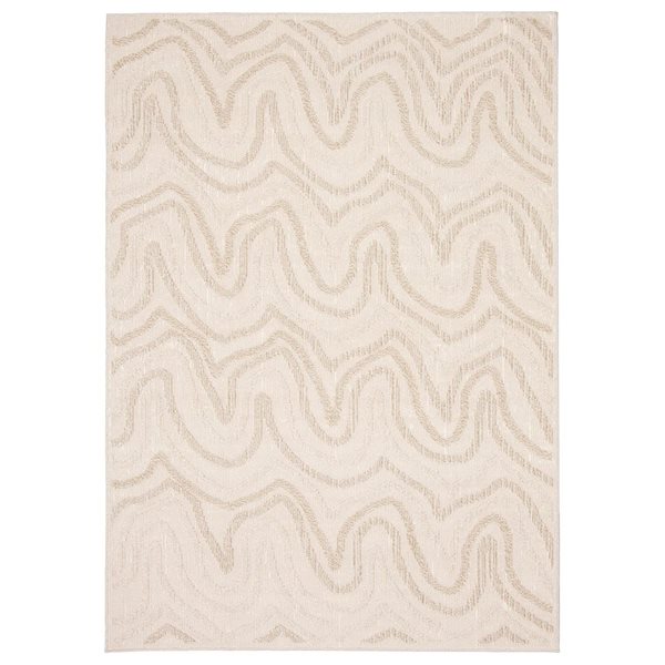 Ecarpet Venus 7-in x 9-in Beige Rectangular Indoor Abstract Area Rug