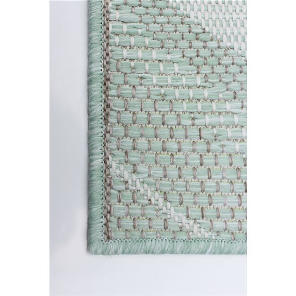 Tapis d'intérieur/extérieur Veranda Modern rectangulaire 5 pi x 7 pi au motifs géométriques menthe par Ecarpet