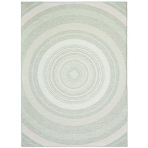 Tapis d'intérieur/extérieur Veranda Modern rectangulaire 5 pi x 7 pi au motifs géométriques menthe par Ecarpet