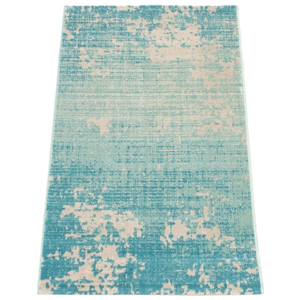 Ecarpet Vivian 3-ft x 5-ft Teal Rectangular Indoor Abstract Area Rug