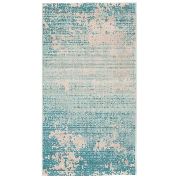 Ecarpet Vivian 3-ft x 5-ft Teal Rectangular Indoor Abstract Area Rug