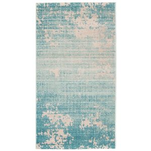 Ecarpet Vivian 3-ft x 5-ft Teal Rectangular Indoor Abstract Area Rug