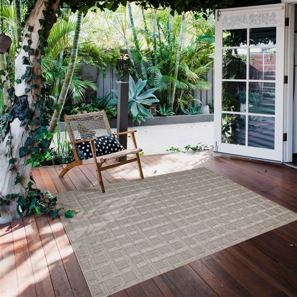 Ecarpet Villa 7-ft x 10-ft Grey Rectangular Indoor/outdoor Geometric Area Rug