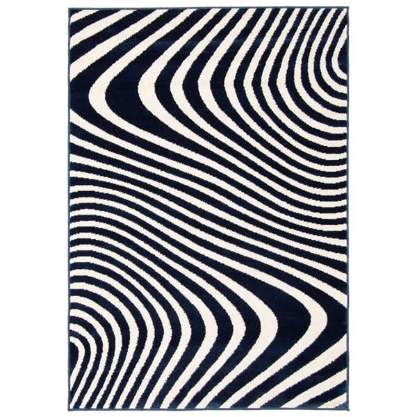 Tapis d'intérieur Zuma rectangulaire 4 pi x 6 pi au motifs abstraits bleu par Ecarpet