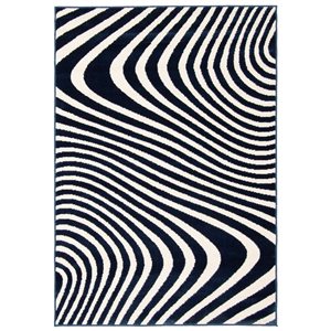 Tapis d'intérieur Zuma rectangulaire 4 pi x 6 pi au motifs abstraits bleu par Ecarpet