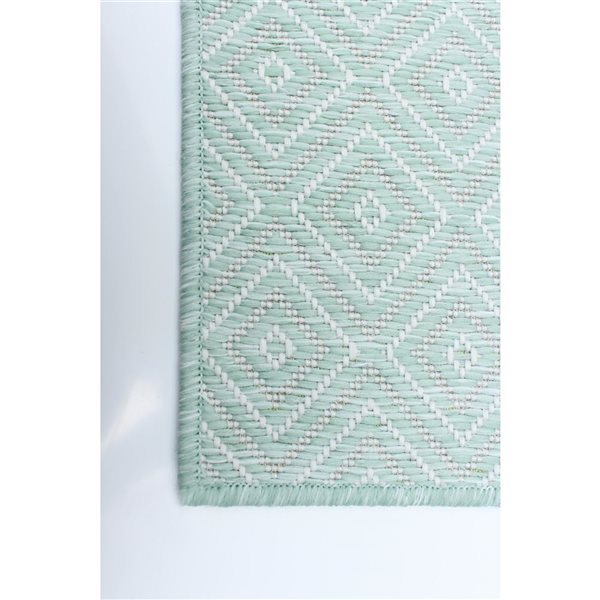 Ecarpet Veranda Diamond 5-ft x 7-ft Mint Rectangular Indoor/outdoor Geometric Area Rug