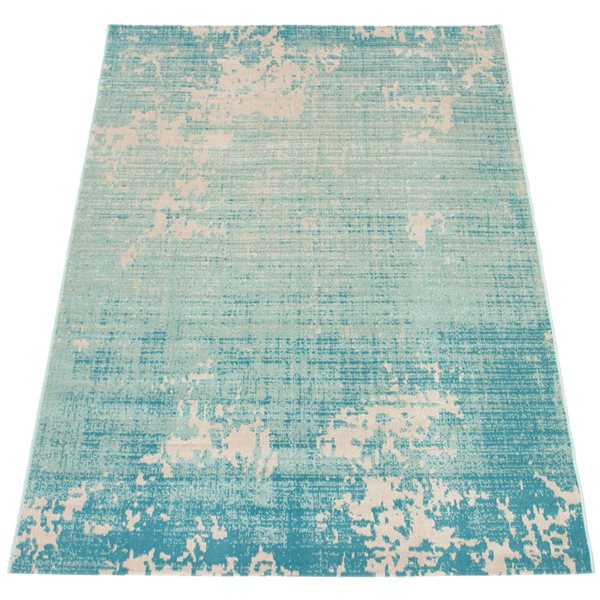 Ecarpet Vivian 7-ft x 10-ft Teal Rectangular Indoor Abstract Area