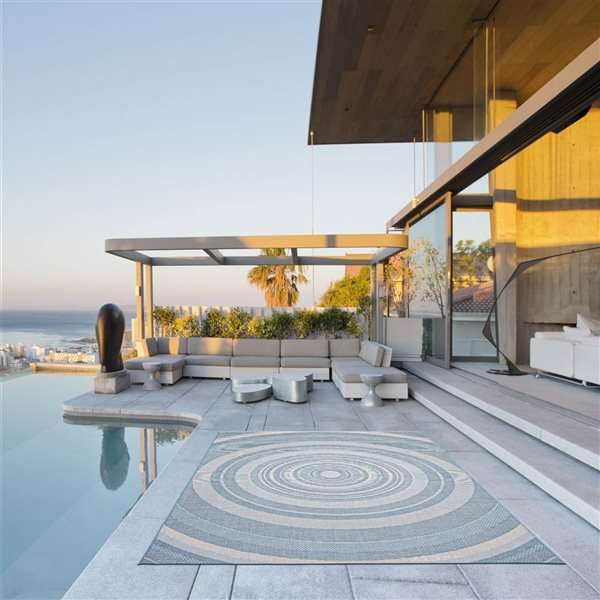 Ecarpet Veranda Modern 7-ft x 10-ft Light Blue Rectangular Indoor/outdoor Geometric Area Rug