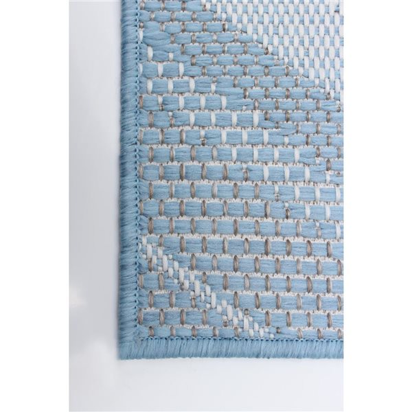 Ecarpet Veranda Modern 7-ft x 10-ft Light Blue Rectangular Indoor/outdoor Geometric Area Rug