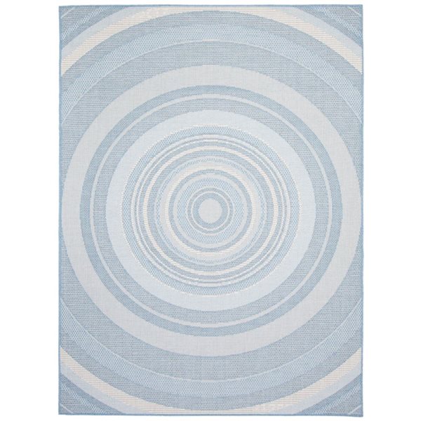 Ecarpet Veranda Modern 7-ft x 10-ft Light Blue Rectangular Indoor/outdoor Geometric Area Rug
