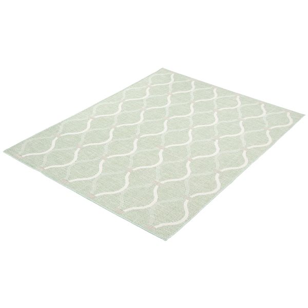 Tapis d'intérieur/extérieur Veranda Abstract rectangulaire 5 pi x 7 pi ligné menthe par Ecarpet