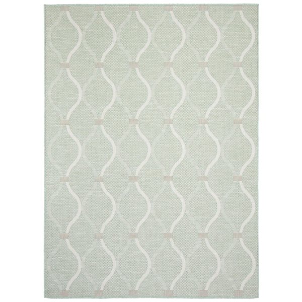 Tapis d'intérieur/extérieur Veranda Abstract rectangulaire 5 pi x 7 pi ligné menthe par Ecarpet