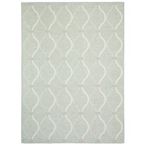 Tapis d'intérieur/extérieur Veranda Abstract rectangulaire 5 pi x 7 pi ligné menthe par Ecarpet