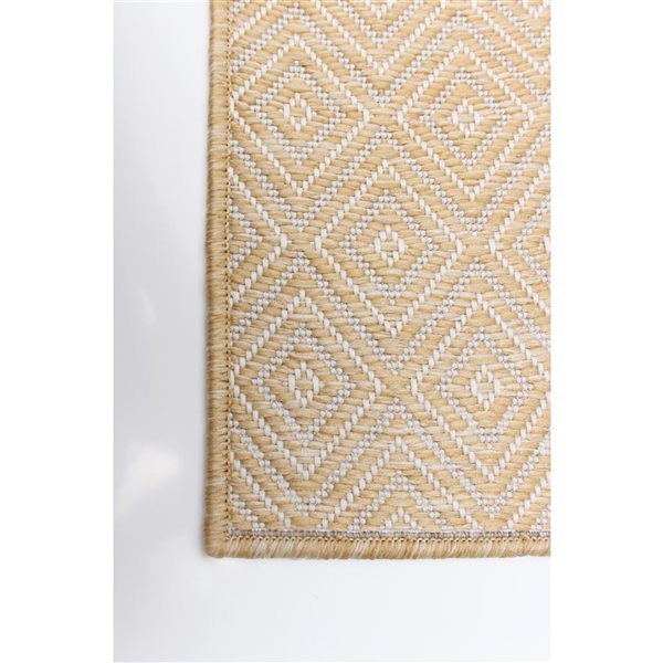 Tapis d'intérieur/extérieur Veranda Diamond rectangulaire 7 pi x 10 pi au motifs géométriques doré par Ecarpet