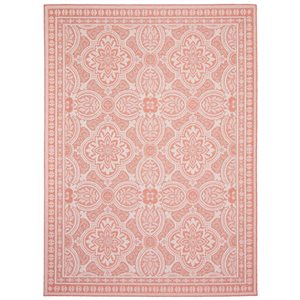 Ecarpet Veranda Traditional 7-ft x 10-ft Coral Rectangular Indoor/outdoor Border Area Rug