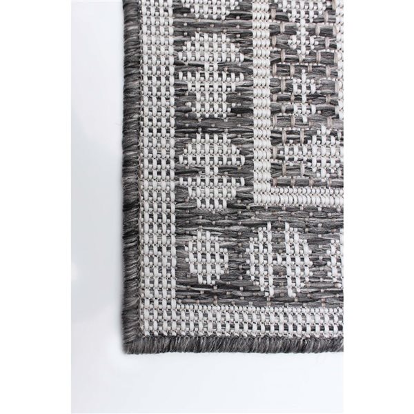 Ecarpet Veranda Traditional 7-ft x 10-ft Grey Rectangular Indoor/outdoor Border Area Rug