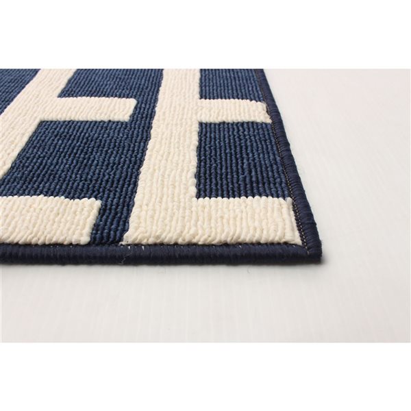 Tapis d'intérieur/extérieur Villa rectangulaire 7 pi x 10 pi au motifs géométriques bleu par Ecarpet