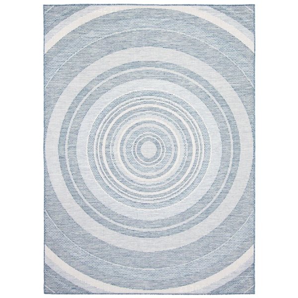 Tapis d'intérieur/extérieur Veranda Modern rectangulaire 5 pi x 7 pi au motifs géométriques bleu par Ecarpet