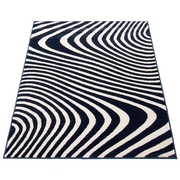 Tapis d'intérieur Zuma rectangulaire 5 pi x 8 pi au motifs abstraits bleu par Ecarpet