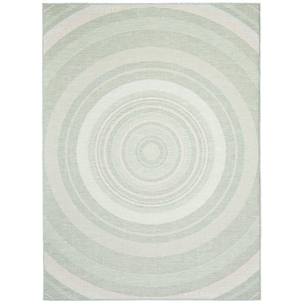 Tapis d'intérieur/extérieur Veranda Modern rectangulaire 7 pi x 10 pi au motifs géométriques menthe par Ecarpet