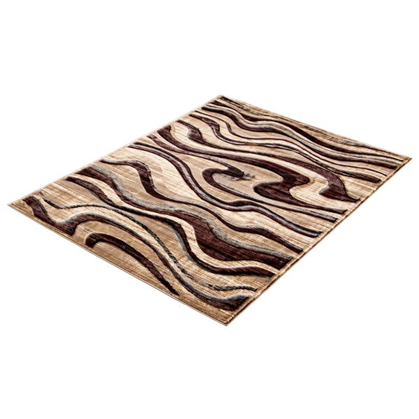 Tapis d'intérieur Yasmine rectangulaire 8 pi x 10 pi au motifs abstraits chocolat par Ecarpet