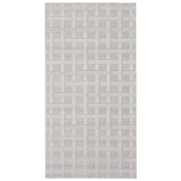 Tapis d'intérieur/extérieur Villa rectangulaire 3 pi x 5 pi au motifs géométriques gris par Ecarpet