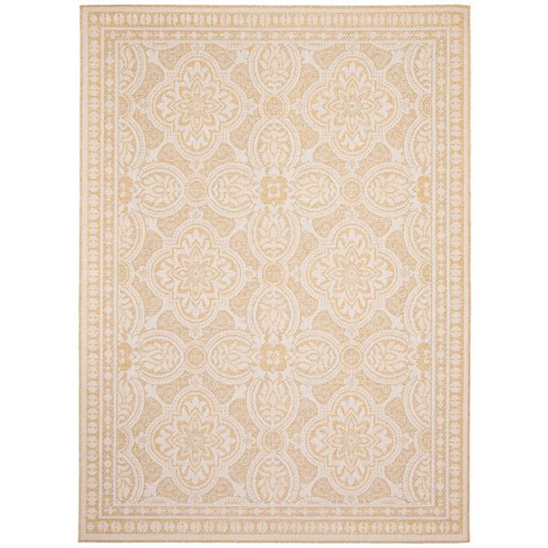 Ecarpet Veranda Traditional 5-ft x 7-ft Gold Rectangular Indoor/outdoor Border Area Rug