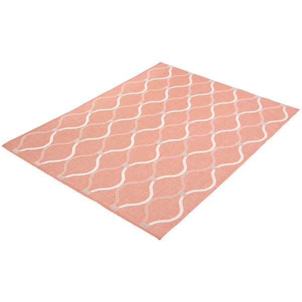 Tapis d'intérieur/extérieur Veranda Abstract rectangulaire 7 pi x 10 pi ligné corail par Ecarpet