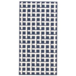 Tapis d'intérieur/extérieur Villa rectangulaire 3 pi x 5 pi au motifs géométriques bleu par Ecarpet