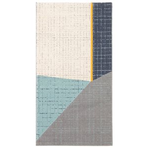 Tapis d'intérieur Visby rectangulaire 3 pi x 5 pi au motifs abstraits bleu par Ecarpet