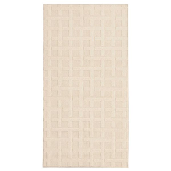 Tapis d'intérieur/extérieur Villa rectangulaire 3 pi x 5 pi au motifs géométriques ivoire par Ecarpet