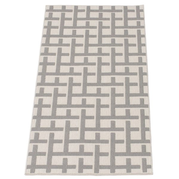 Ecarpet Villa 3-ft x 5-ft Light Grey Rectangular Indoor/outdoor Geometric Area Rug