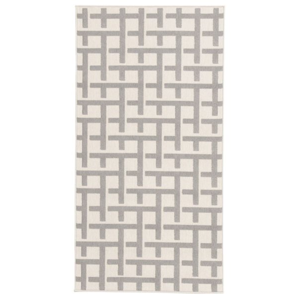 Tapis d'intérieur/extérieur Villa rectangulaire 3 pi x 5 pi au motifs géométriques gris pâle par Ecarpet