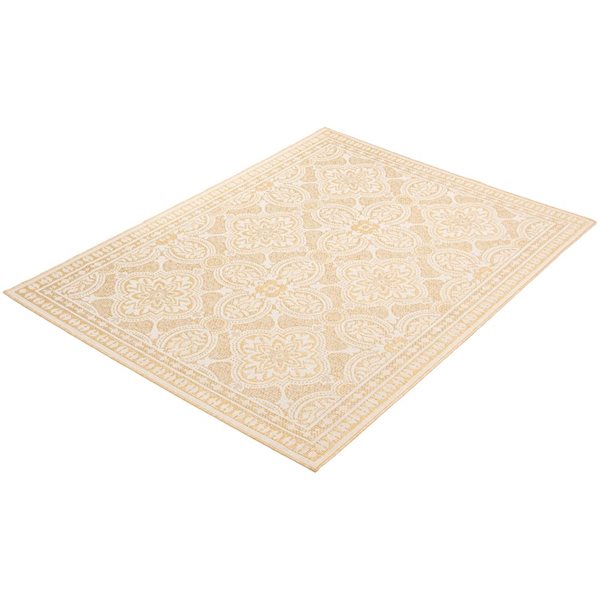 Tapis d'intérieur/extérieur Veranda Traditional rectangulaire 7 pi x 10 pi doré par Ecarpet