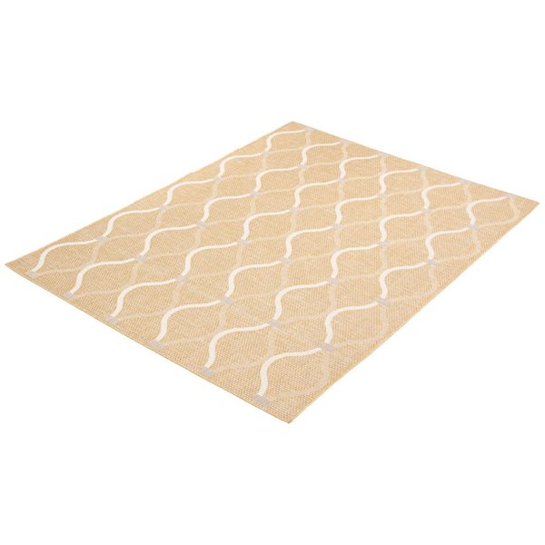 Tapis d'intérieur/extérieur Veranda Abstract rectangulaire 7 pi x 10 pi ligné doré par Ecarpet