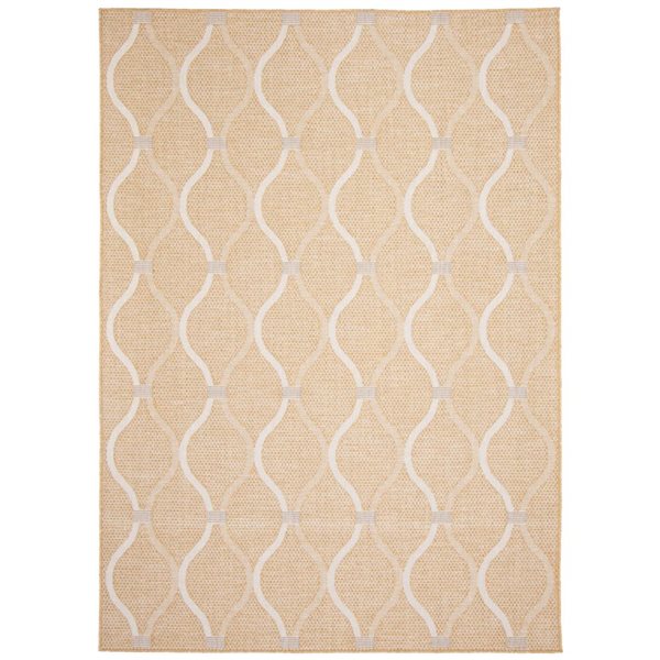 Tapis d'intérieur/extérieur Veranda Abstract rectangulaire 7 pi x 10 pi ligné doré par Ecarpet