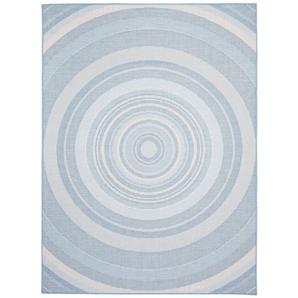 Tapis d'intérieur/extérieur Veranda Modern rectangulaire 5 pi x 7 pi au motifs géométriques bleu pâle par Ecarpet