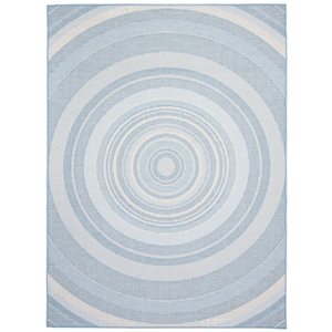 Tapis d'intérieur/extérieur Veranda Modern rectangulaire 5 pi x 7 pi au motifs géométriques bleu pâle par Ecarpet