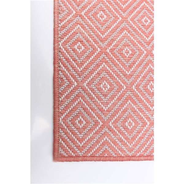 Tapis d'intérieur/extérieur Veranda Diamond rectangulaire 7 pi x 10 pi au motifs géométriques corail par Ecarpet