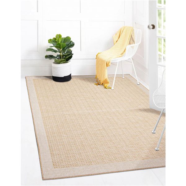 Ecarpet Veranda Classic 7-ft x 10-ft Gold Rectangular Indoor/outdoor ...