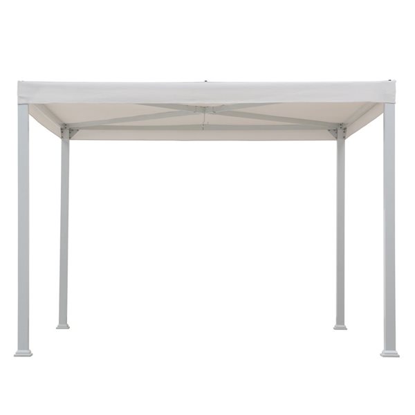 Sunjoy 10-ft x 10-ft Modern White Steel Gazebo with White Flat Top Canopy