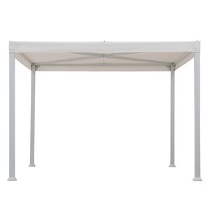 Gazebo moderne en acier blanc avec toit plat blanc de 10 pi x 10 pi par Sunjoy