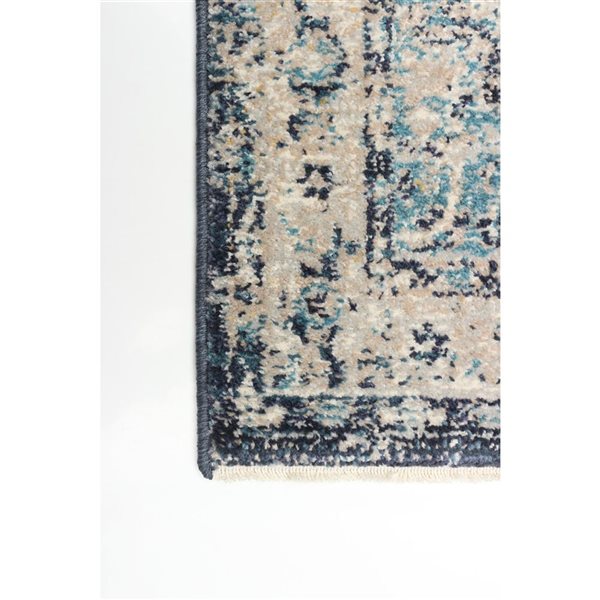 ECARPET Bolivia Bijar 2-ft x 8-ft Grey and Blue Rectangular Runner