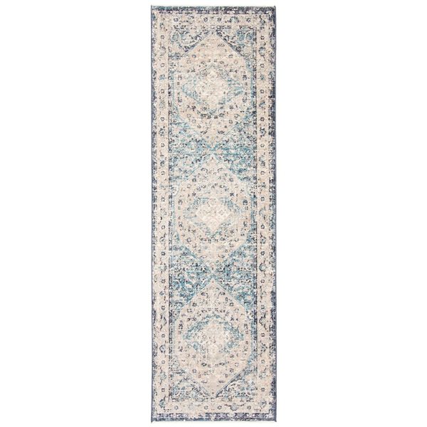 ECARPET Bolivia Bijar 2-ft x 8-ft Grey and Blue Rectangular Runner