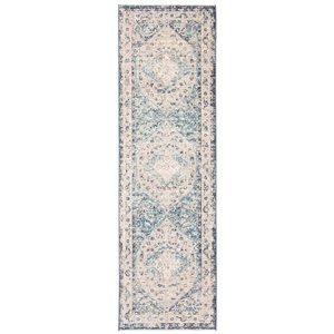 Tapis de passage Bolivia Bijar par ECARPET rectangulaire gris et bleu de 2 pi x 8 pi