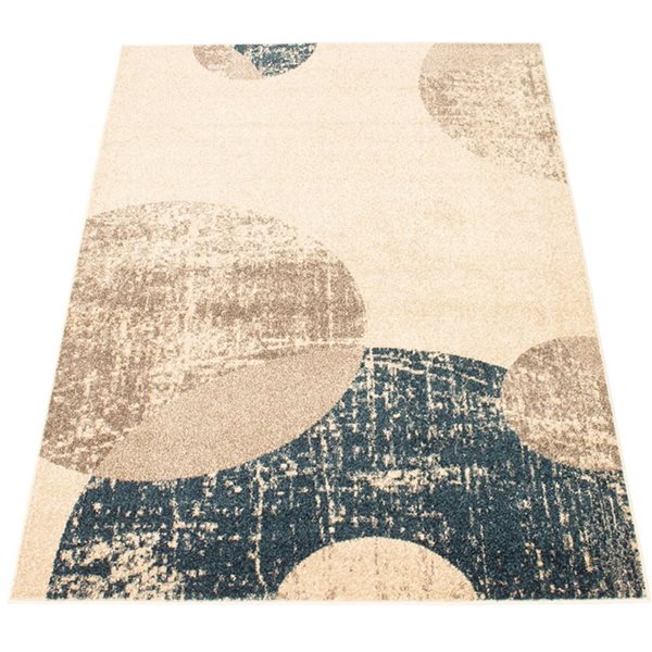 ECARPET Bellagio 4-ft x 5.5-ft Ivory and Blue Rectangular Area rug