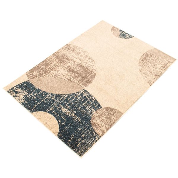 ECARPET Bellagio 4-ft x 5.5-ft Ivory and Blue Rectangular Area rug