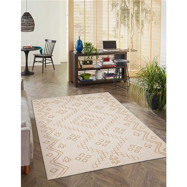 Tapis Caral par ECARPET rectangulaire taupe de 8 pi x 10 pi